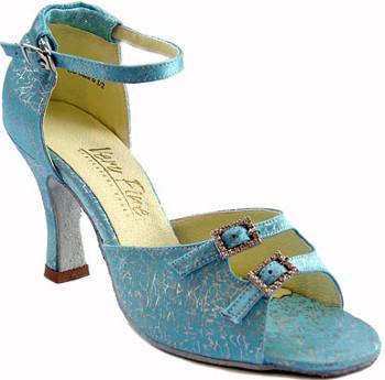 argentine tango shoe-VF 1620 (adjustable) - Ladies Open Toe-Blue Flower