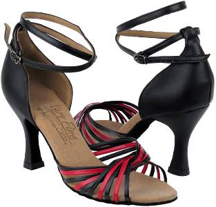 argentine tango shoes-VF S1001-Black & Red Leather