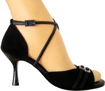 argentine tango shoe-VidaMia - Isabella (Adjustable)-With polished black stone ankle buckle